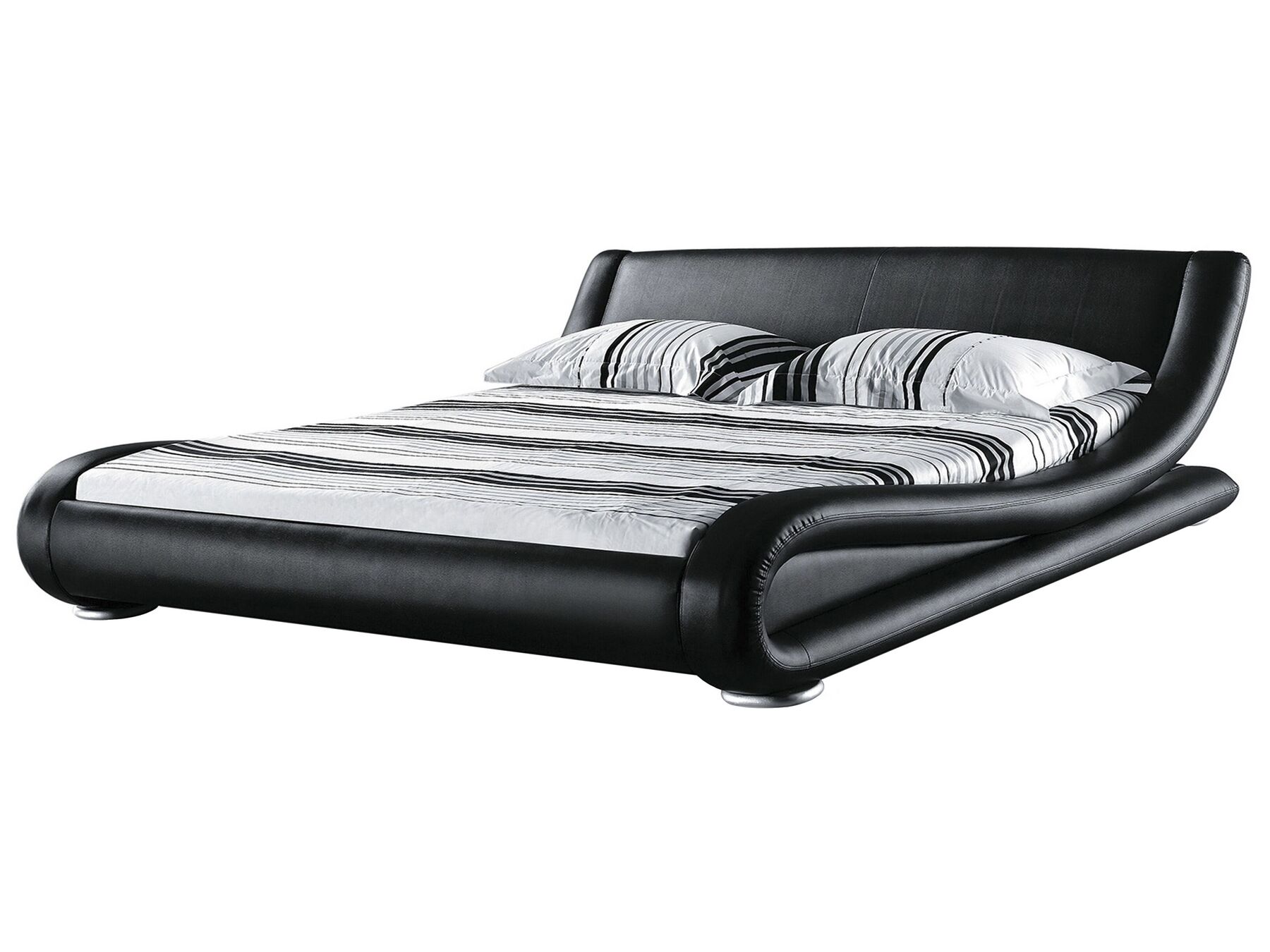 Leather EU King Size Bed Black AVIGNON_808050