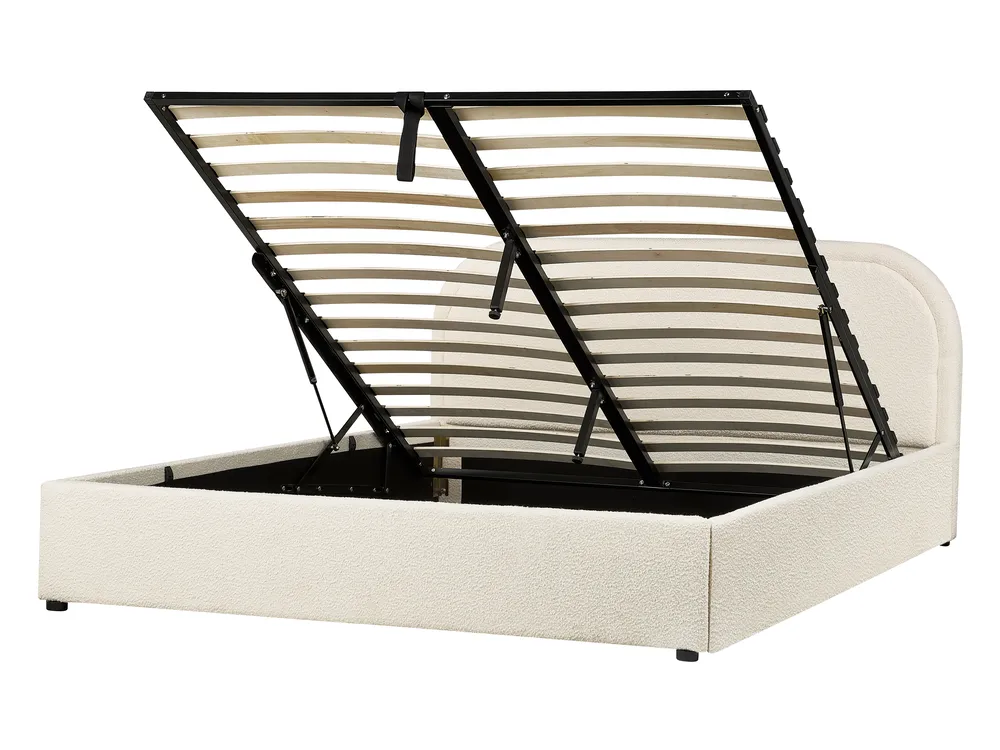 Ottoman Bed QUILLIEN Boucle Light Beige 140 x 200 cm (EU Double)_1073238