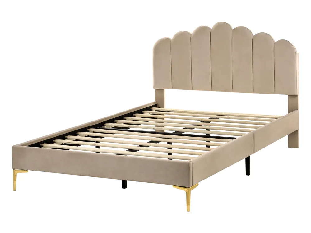 Bed Velvet SAUVIAN 120 x 200 cm (EU Small Double) Taupe_1014492