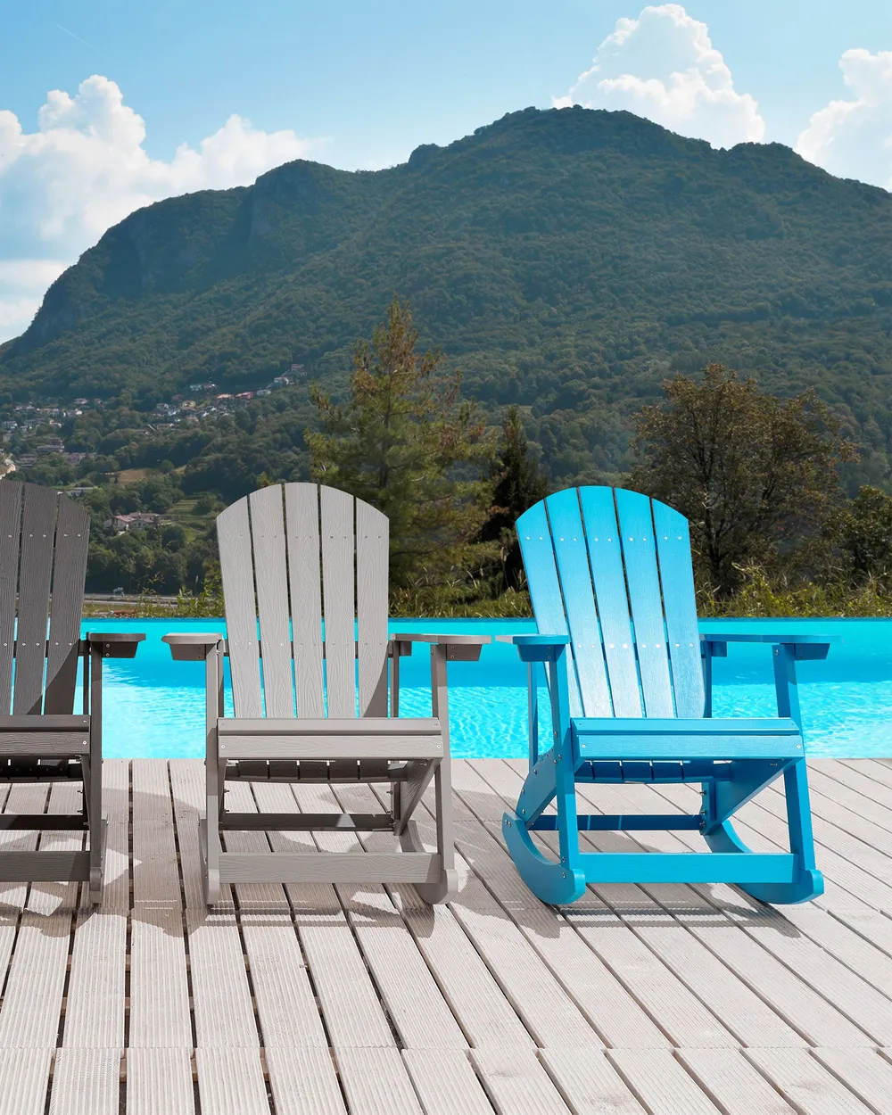 Sedia a dondolo da giardino ADIRONDACK Blu_872987