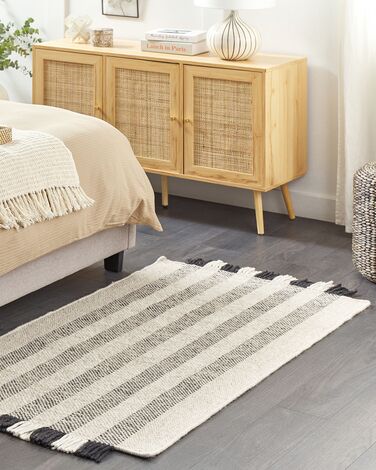 Wool Area Rug 80 x 150 cm Off-White and Black TACETTIN