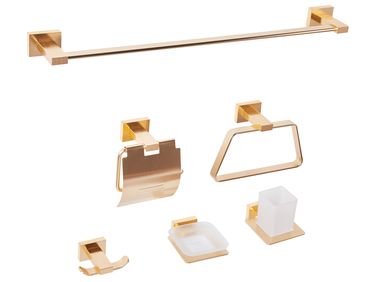 Set di 6 accessori da bagno RIOHACHA con barre e ganci per asciugamani Oro Set di 6 accessori da bagno RIOHACHA con barre e ganci per asciugamani Oro