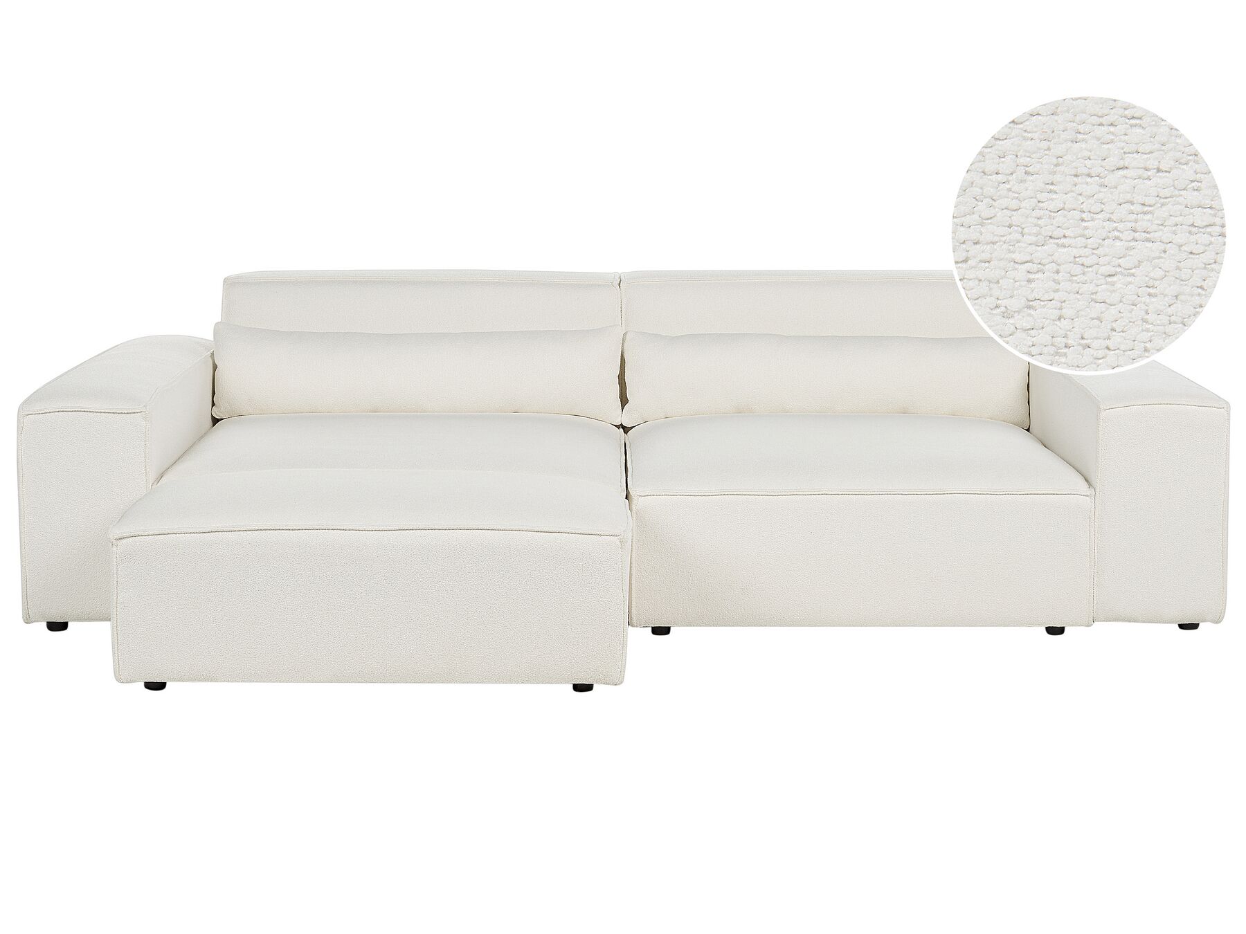 Sofa modułowa 2-osobowa boucle z otomaną biała HELLNAR_911256