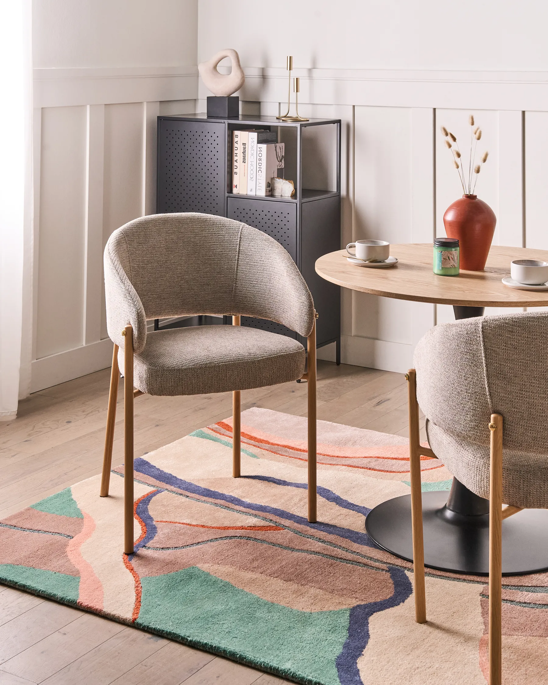 Set of 2 Dining Chairs ZANE Fabric Taupe_1042463