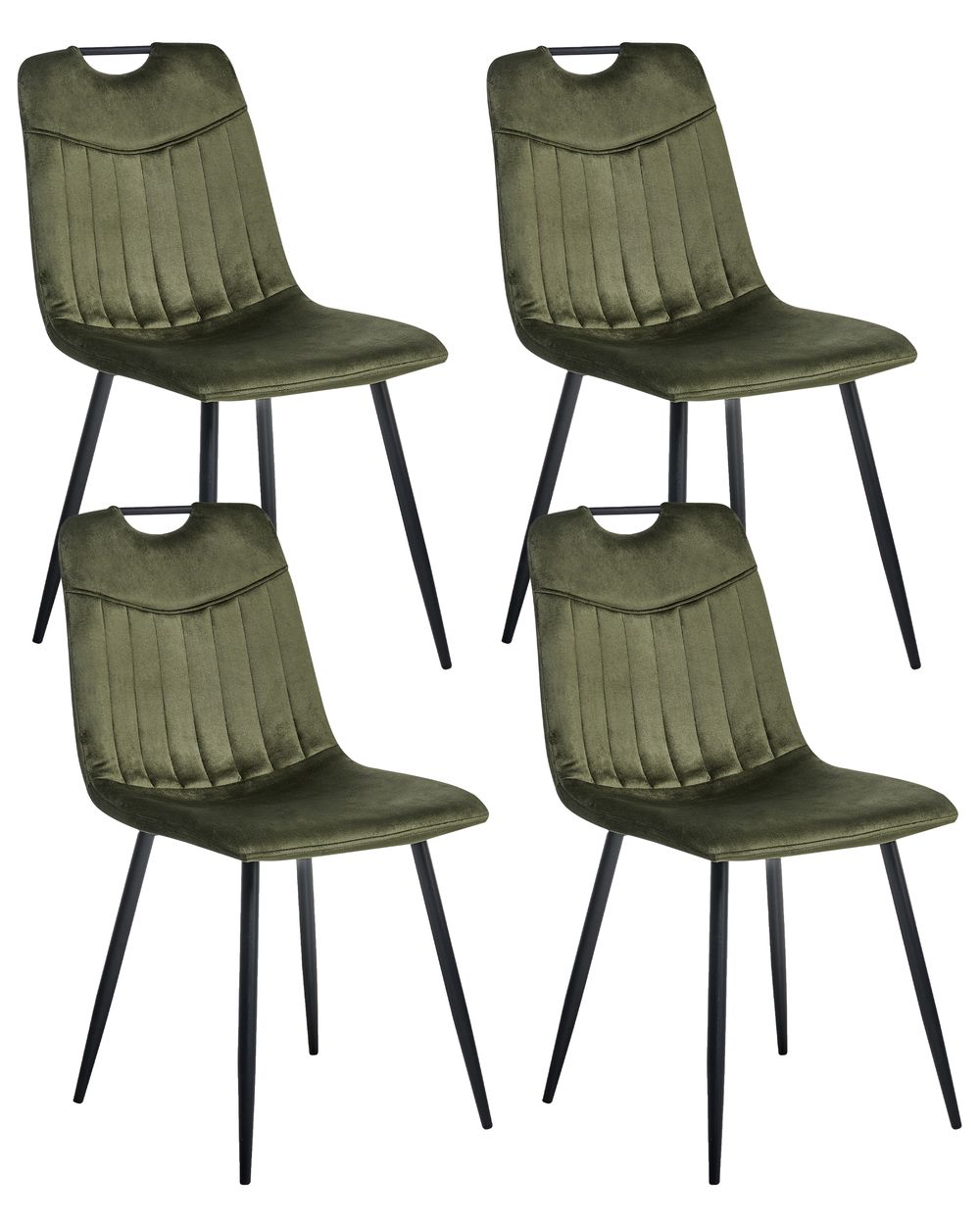 Lot de 4 chaises de salle à manger ARGYLE Velours Vert foncé