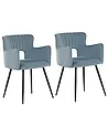 Set of 2 Dining Chairs SANILAC Velvet Light Blue