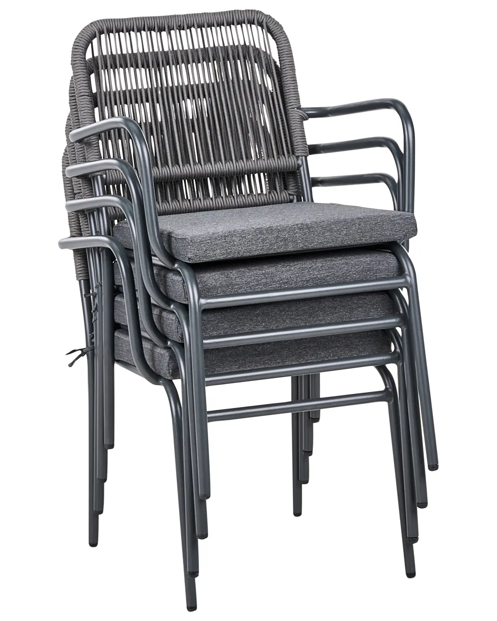 Set of 4 Garden Chairs with Cushions TACENO Metal Grey_1007826