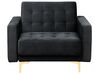 Conjunto de sofás reclináveis com 5 lugares em veludo preto ABERDEEN_857391