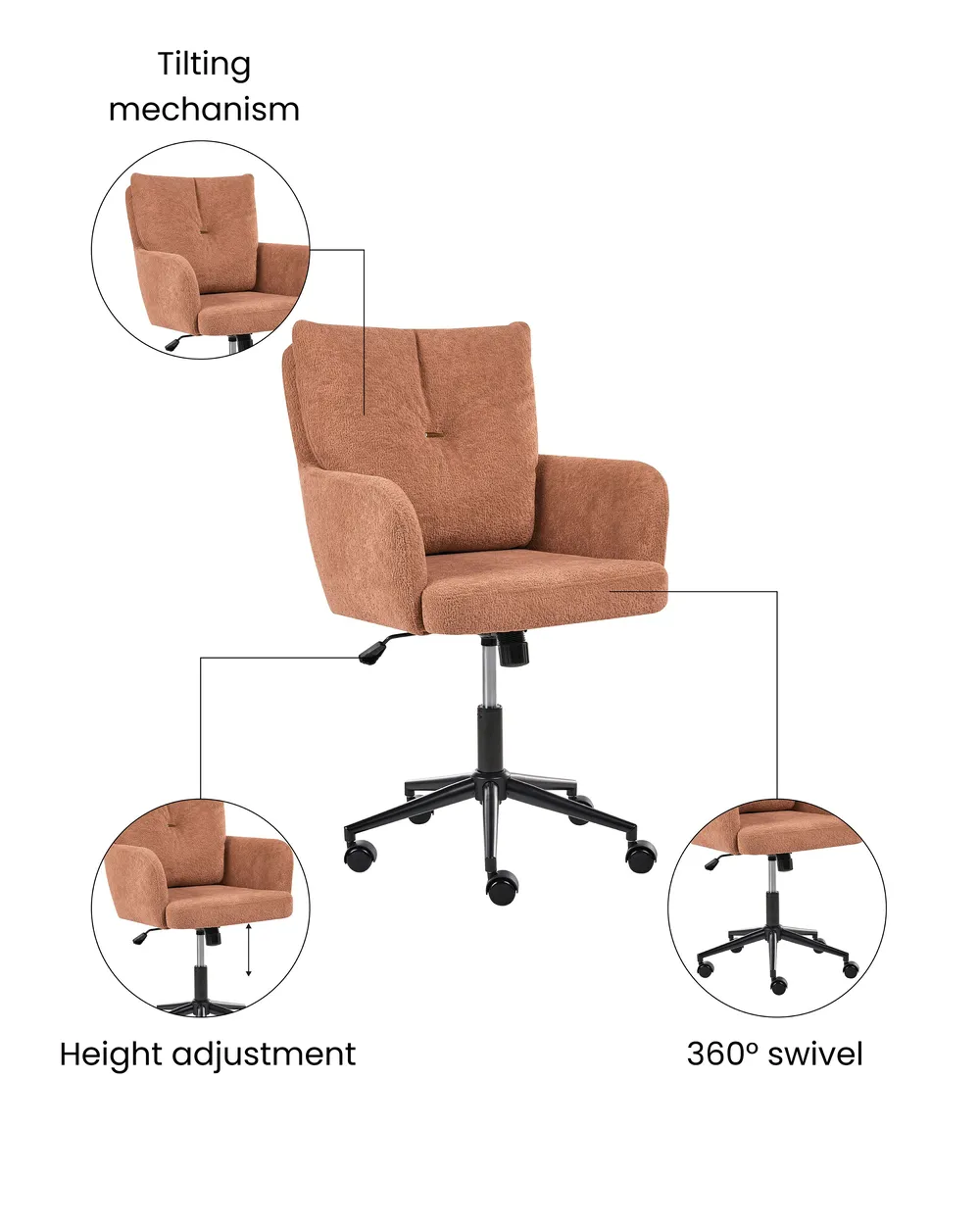 Desk Chair ALPINE Fabric Golden Brown_1071084