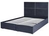 Velvet EU Double Size Ottoman Bed with Drawers Black VERNOYES_861436