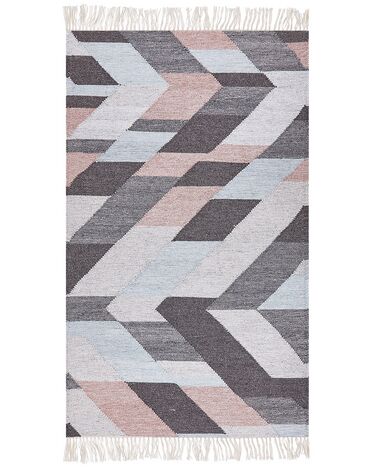 Teppich Jute mehrfarbig 80 x 150 cm geometrisches Muster Kurzflor NAKKAS
