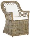 Gartensessel Rattan natürlich 2er Set Auflagen cremeweiss MAROS_824046