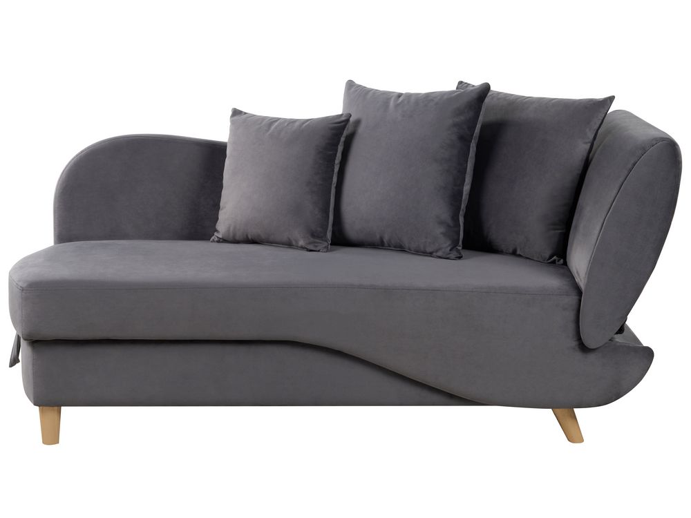 Rechtsseitige Chaiselongue MERI mit Stauraum Samtstoff Dunkelgrau