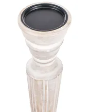 Zestaw 2 świeczników DARWA 30/40 cm Drewno mango Jasnobrązowy_1003962