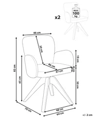 Set of 2 Dining Chairs Swivel JEAN Fabric Light Beige_1037991