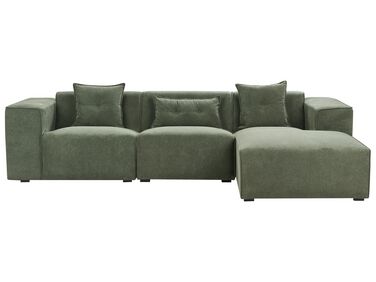 Canapé angle à gauche 3 places en tissu chenille vert foncé DOLVA