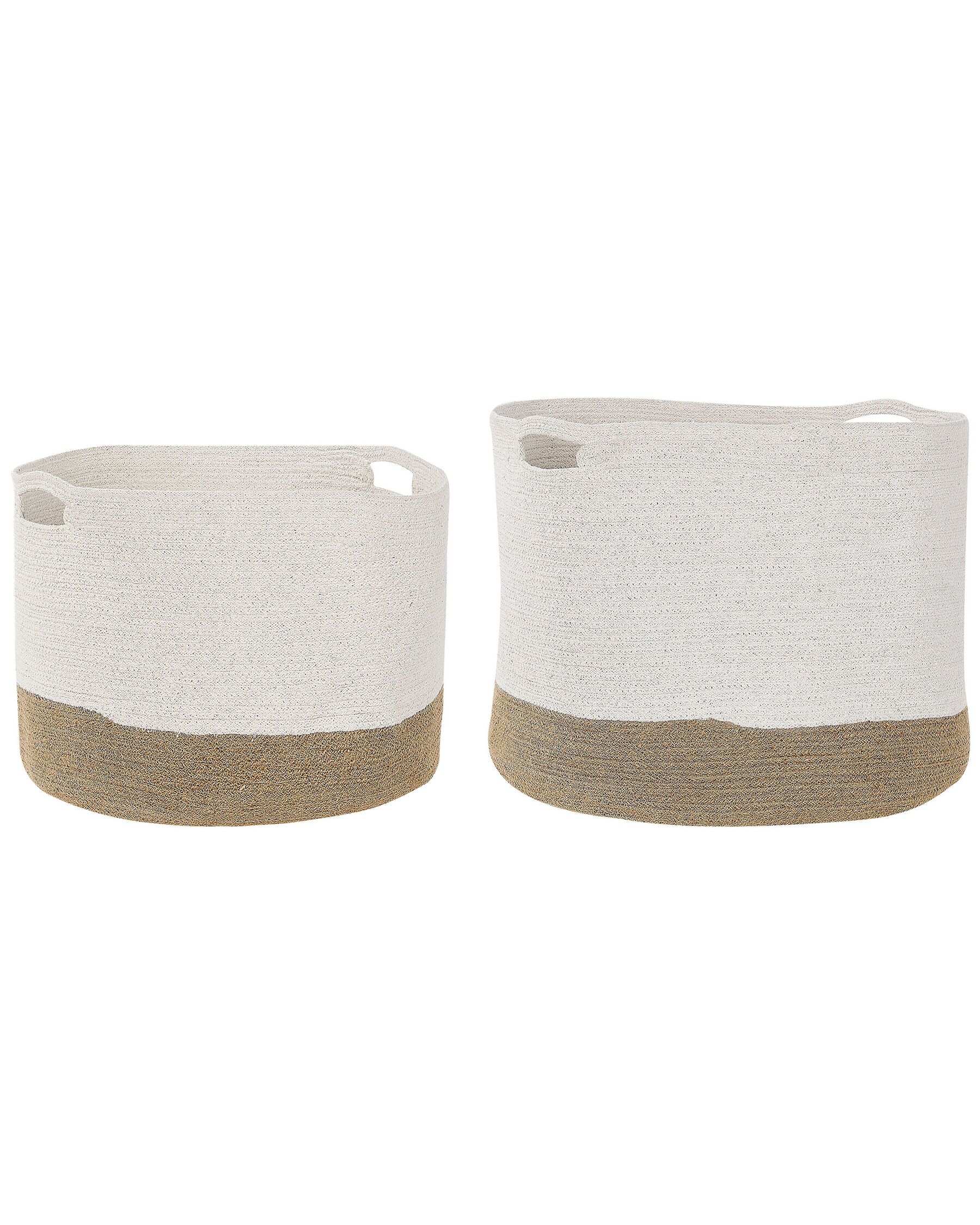 Lot de 2 paniers en coton blanc et beige KAHAN_837992