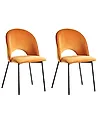 Set of 2 Dining Chairs COVELO Velvet Orange