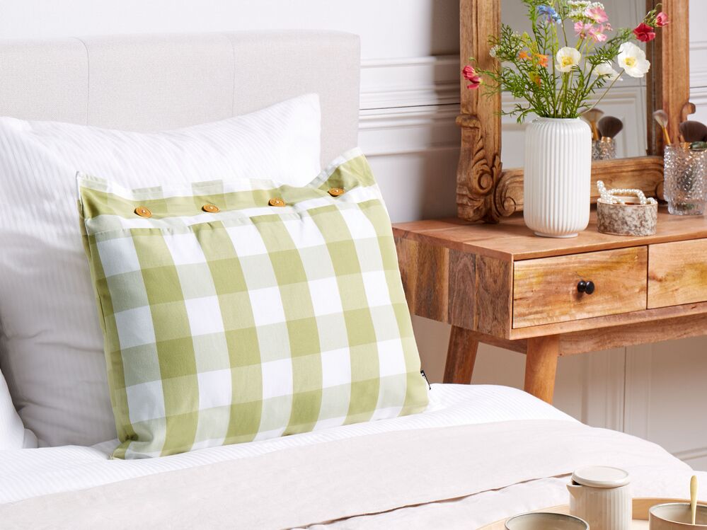 Cushion Checked 40 x 60 cm Green TAMNINE Beliani