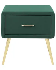 1 Drawer Bedside Table FLAYAT Velvet Emerald Green_833978