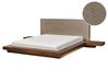 Bed with LED Boucle ZEN 160 x 200 cm (EU King Size) Brown Ash Wood