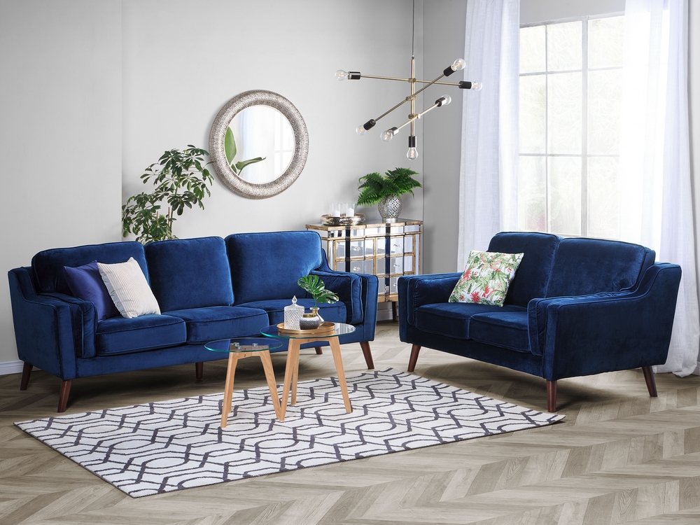 2 Seater Velvet Sofa Navy Blue LOKKA Beliani.cz