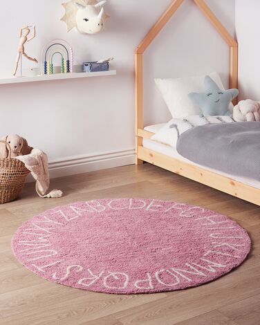 Round Cotton Kids Area Rug ø 120 cm Pink VURGUN