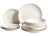 Zastawa stołowa 12-częściowa CHAROLI Porcelana Biały/ złoty_1061694