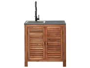 Outdoor Kitchen Cabinet with Sink BRUCOLI Brown/ Black Acacia Wood_1001079
