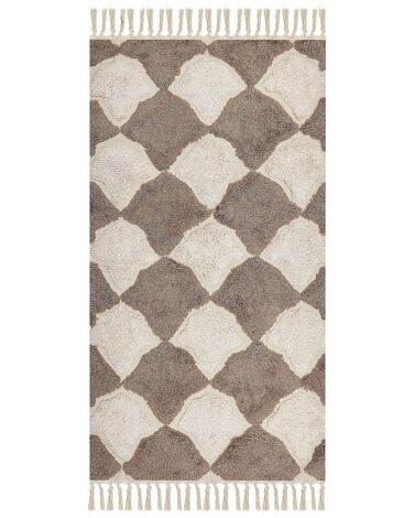 Cotton Area Rug 80 x 150 cm Brown and Beige SINOP