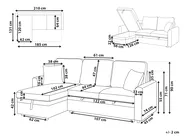 Corner Sofa Bed 3 Seater NASSJO Faux Linen Black Right Hand_999966