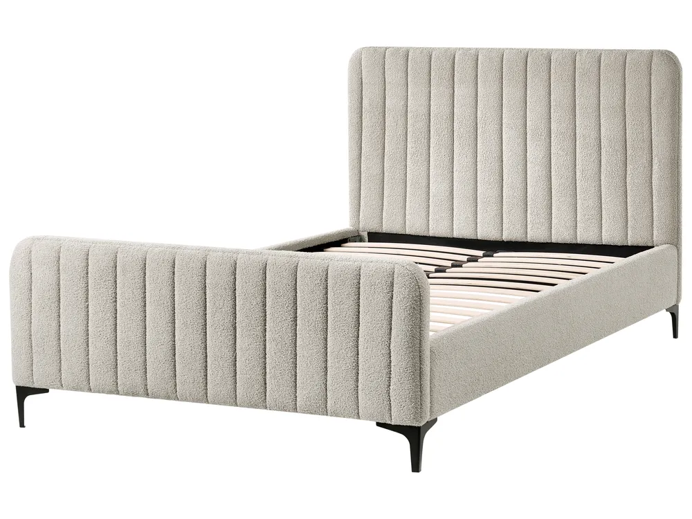 Bed Boucle LUNAN 120 x 200 cm (EU Small Double) Beige_1025645