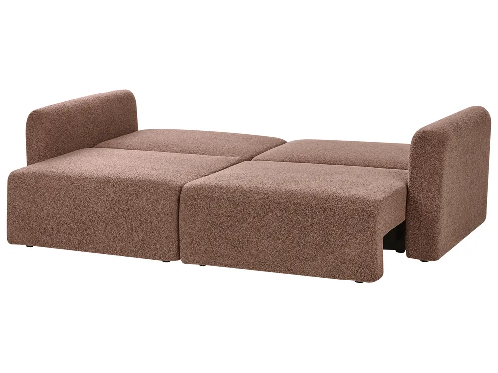 Sofa rozkładana dla 3 osób VAXHOLM ze schowkiem Boucle Brązowy_1026756