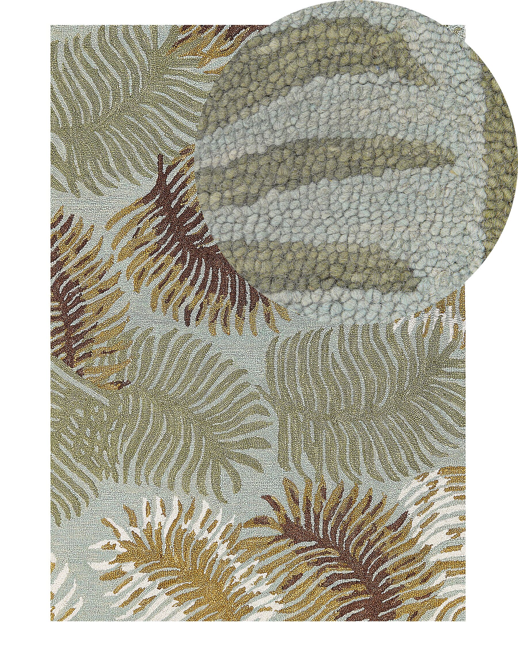 Teppich Wolle mehrfarbig 140 x 200 cm Palmenmuster Kurzflor VIZE_830671