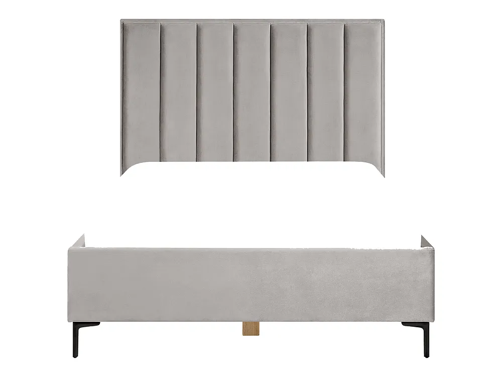 Ottoman Bed SEZANNE Velvet Light Grey 140 x 200 cm (EU Double)_800046