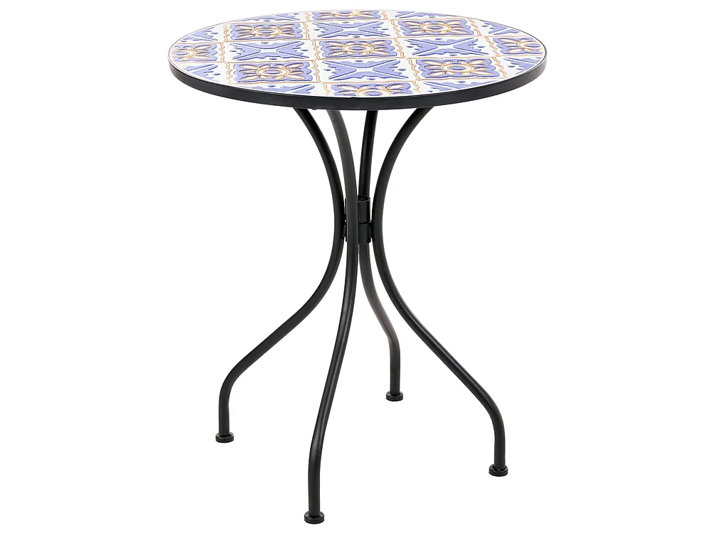 Set mobilier de grădină SIPONTO Metal Alb/Albastru_1155716