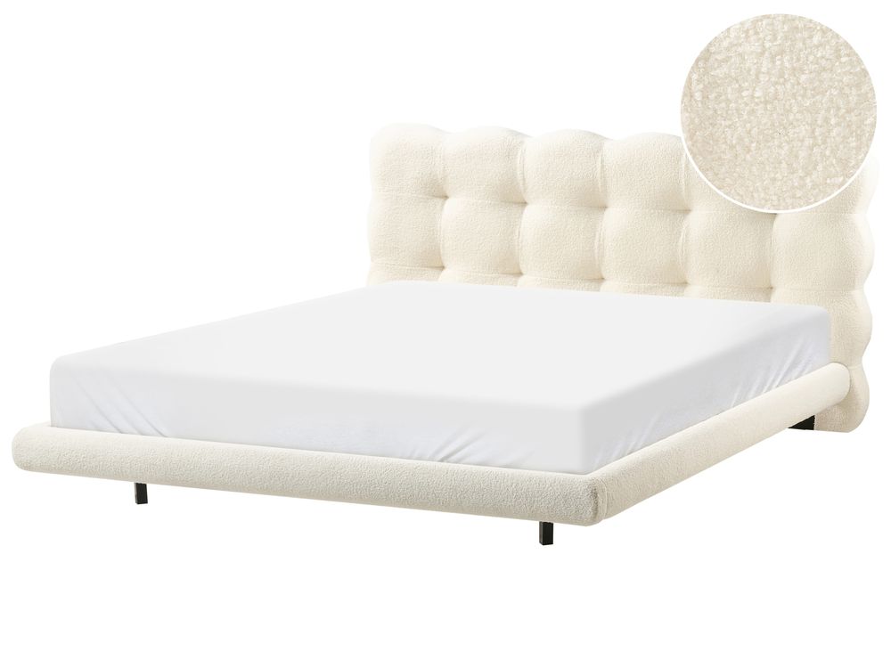 Bett mit Lattenrost Bouclé SOULISSE 160 x 200 cm Cremeweiss