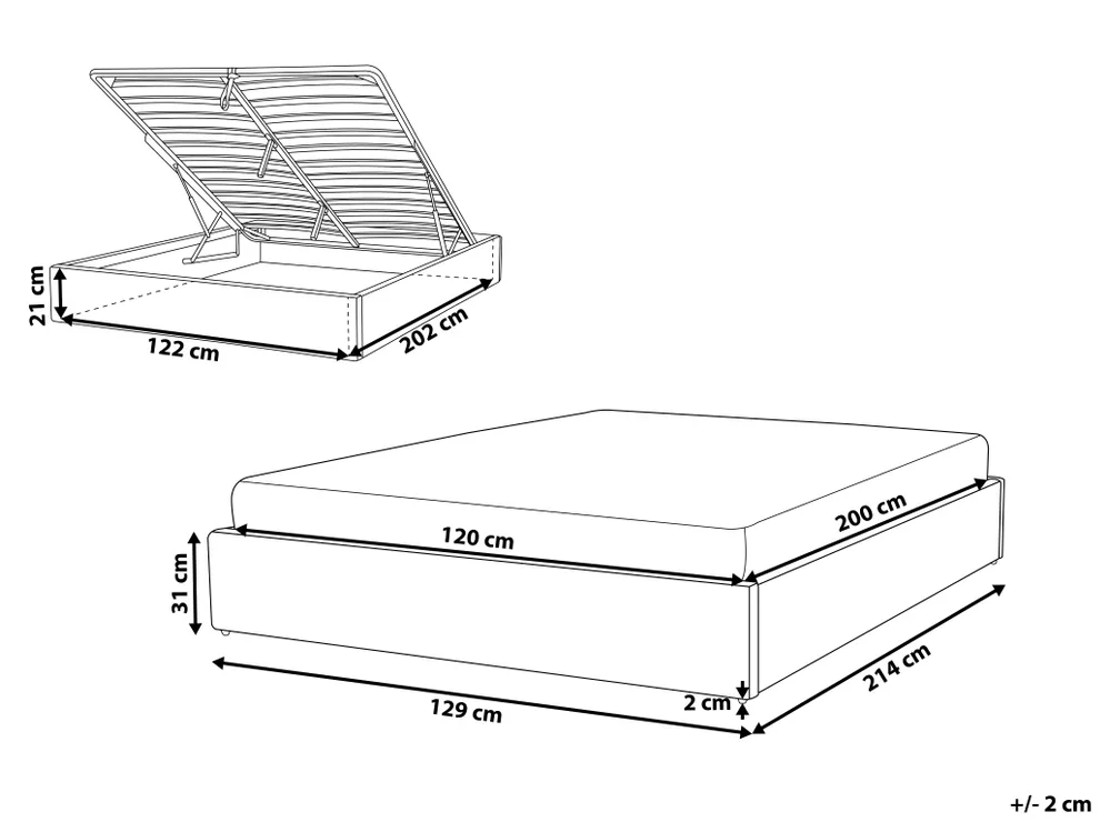 Bett mit Stauraum ohne Kopfteil DINAN Bouclé Cremeweiß 120 x 200 cm_1188211