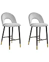 Set of 2 Bar Chairs FALTON Velvet Grey