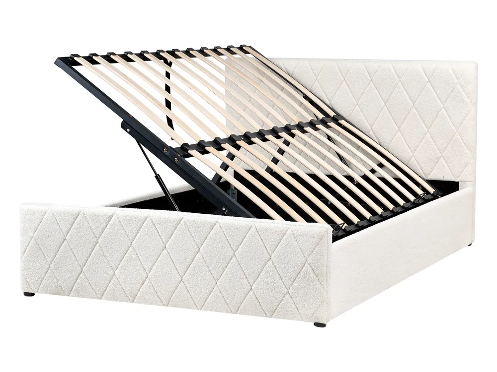 Ottoman Bed ROCHEFORT Boucle Off-White 140 x 200 cm (EU Double)_993746