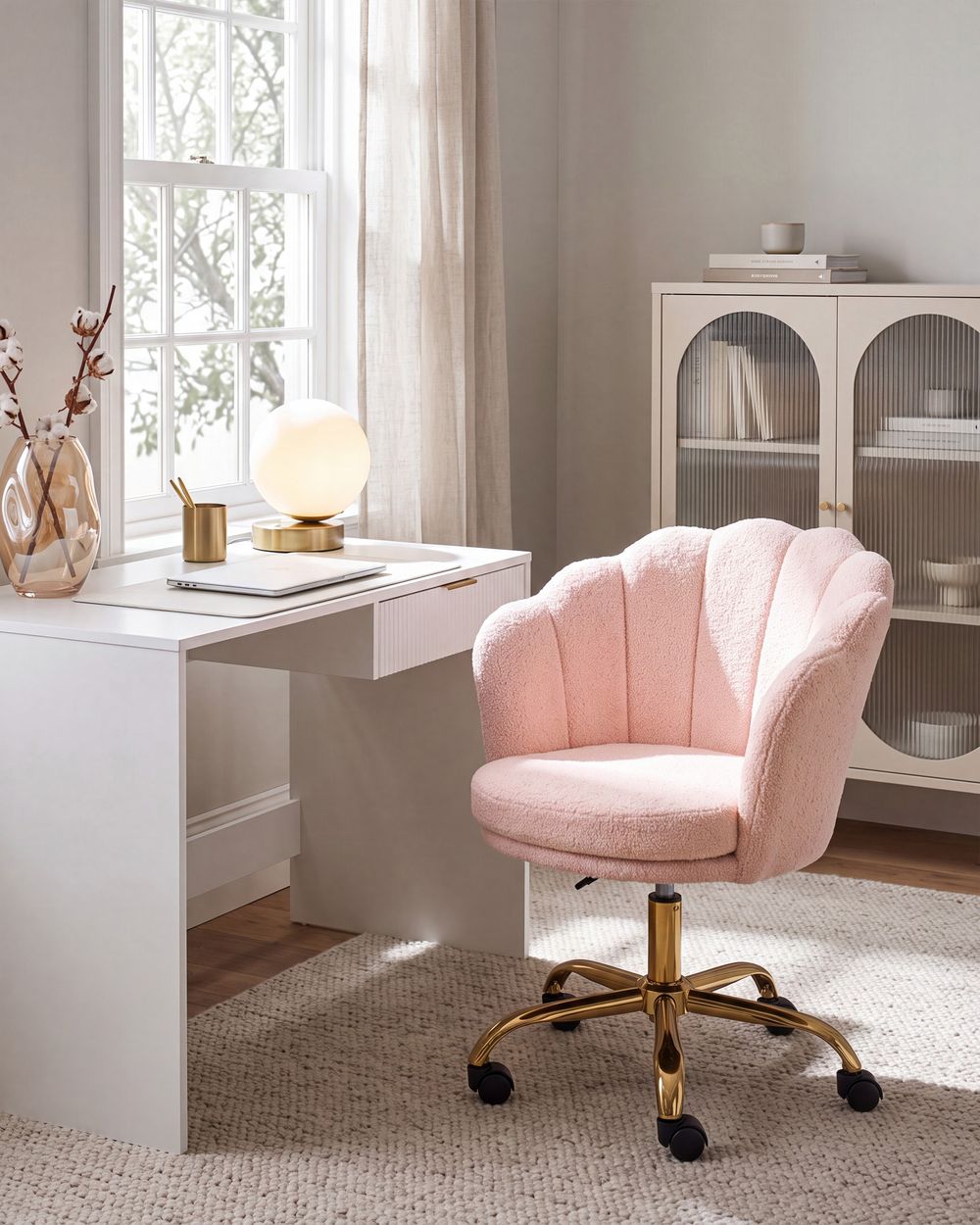 Skrivebordsstol MONTICELLO Boucle Pastellrosa
