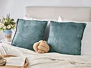 Set of 2 Decorative Cushions VERPIS 50 x 50 cm Cotton Blue Solid_1178941