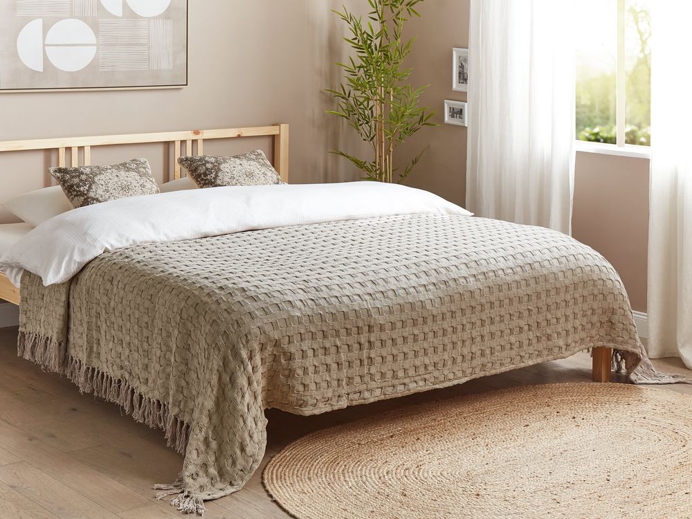 Přikrývka na postel BERE Bavlna 220 x 240 cm Taupe