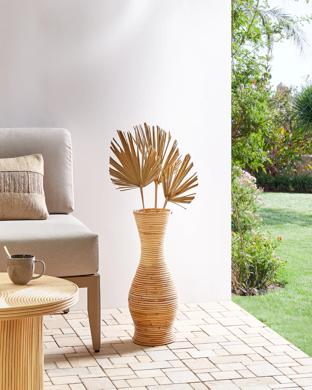 Wazon dekoracyjny TRINISA 50 cm Rattan Naturalny