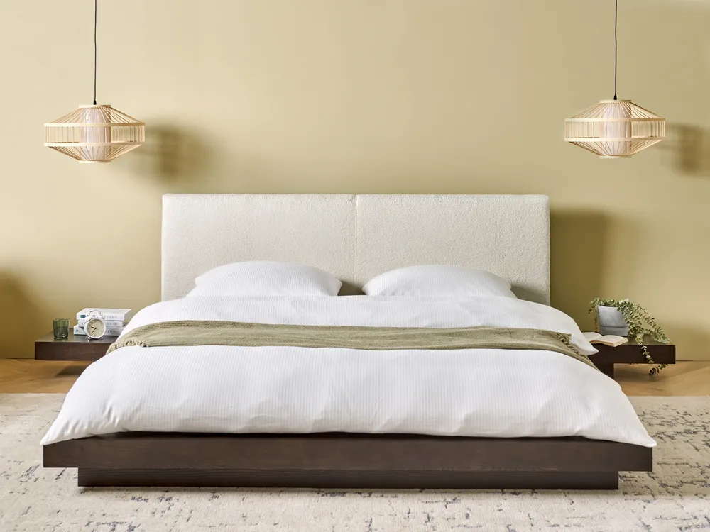 Bett mit Lattenrost Bouclé ZEN 160 x 200 cm Dunkle Esche_931434