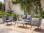 Garden Lounge Set with Table 4 Seater RAGUSA PE Rattan Grey_1149614