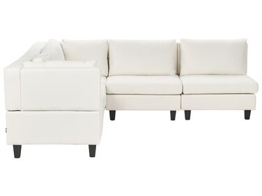 5 Seater Right Hand Modular Fabric Corner Sofa White UNSTAD