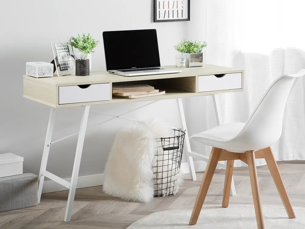 Bureau Douglas 120cm Bois Chêne clair et Anthracite - Maison Bureau Douglas 120cm Bois Chêne clair et Anthracite - Maison