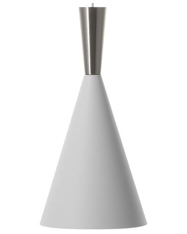 Metal Pendant Lamp White with Silver TAGUS