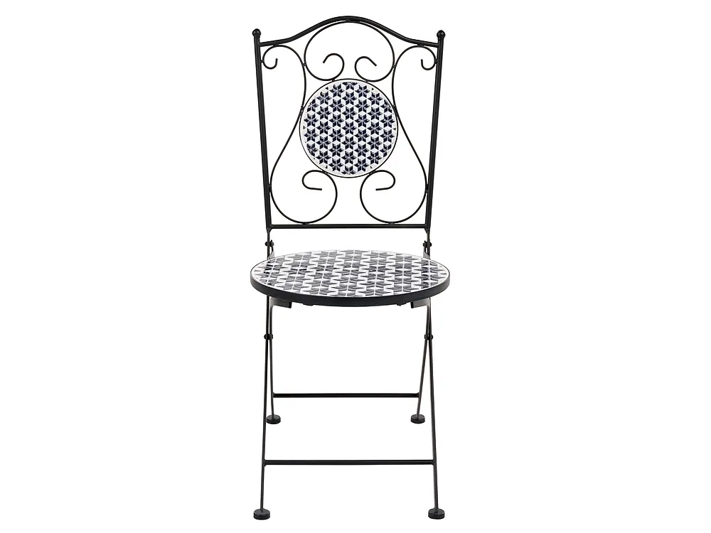 Set mobilier de grădină SIROLO Metal Alb/Albastru_1155678